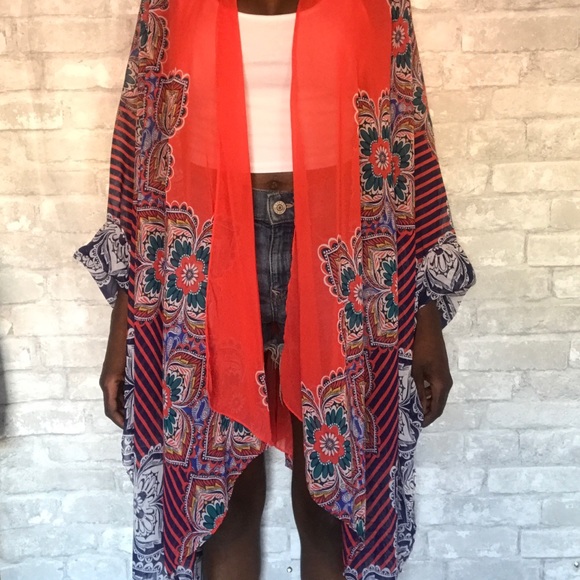 EXPRESS | Floral paisley print Chiffon Cover-Up - Picture 1 of 8